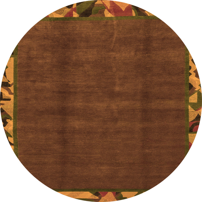 Round Abstract Orange Modern Rug, abs1893org