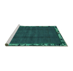 Sideview of Machine Washable Abstract Turquoise Modern Area Rugs, wshabs1893turq