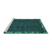 Sideview of Machine Washable Abstract Turquoise Modern Area Rugs, wshabs1893turq