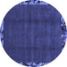 Round Abstract Blue Modern Rug, abs1893blu