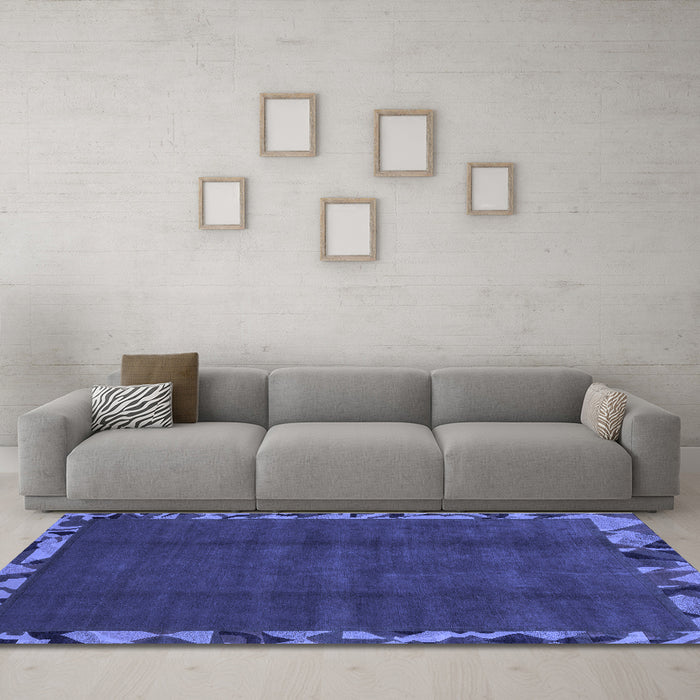 Machine Washable Abstract Blue Modern Rug in a Living Room, wshabs1893blu