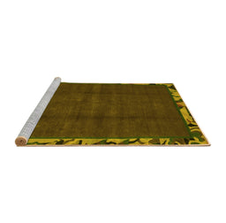 Sideview of Machine Washable Abstract Yellow Modern Rug, wshabs1893yw