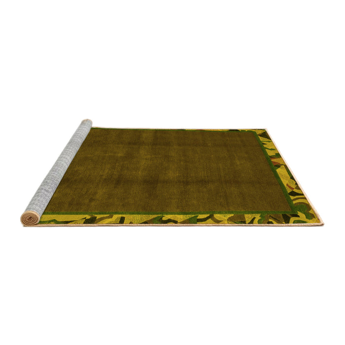 Sideview of Machine Washable Abstract Yellow Modern Rug, wshabs1893yw