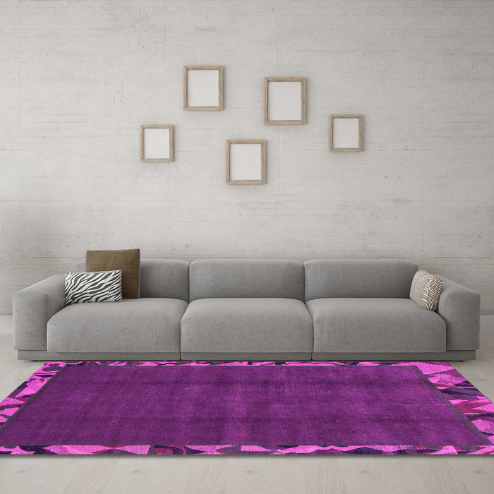Machine Washable Abstract Pink Modern Rug in a Living Room, wshabs1893pnk