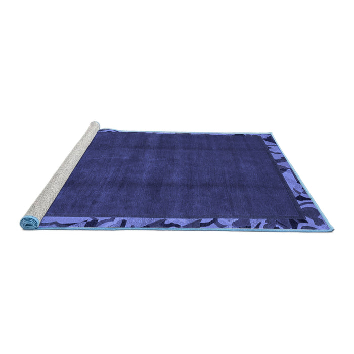 Sideview of Machine Washable Abstract Blue Modern Rug, wshabs1893blu