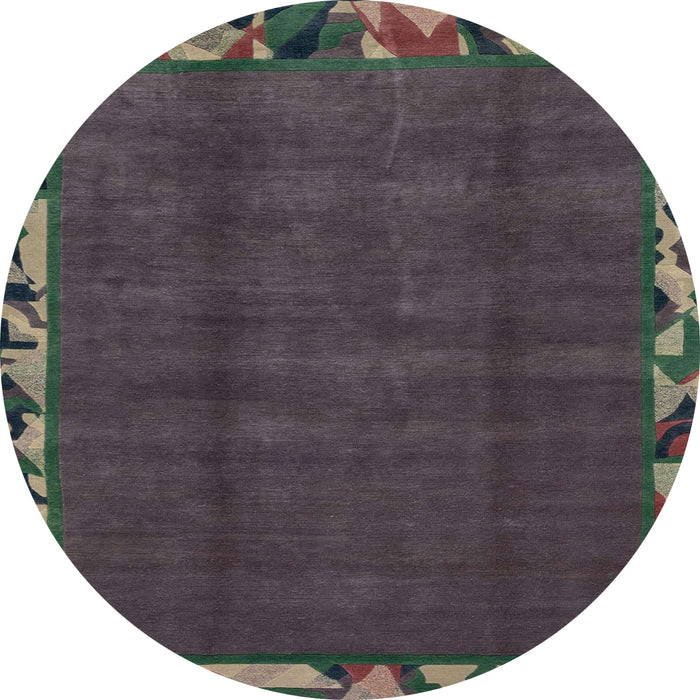 Round Machine Washable Abstract Western Charcoal Gray Rug, wshabs1893