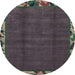 Round Machine Washable Abstract Western Charcoal Gray Rug, wshabs1893