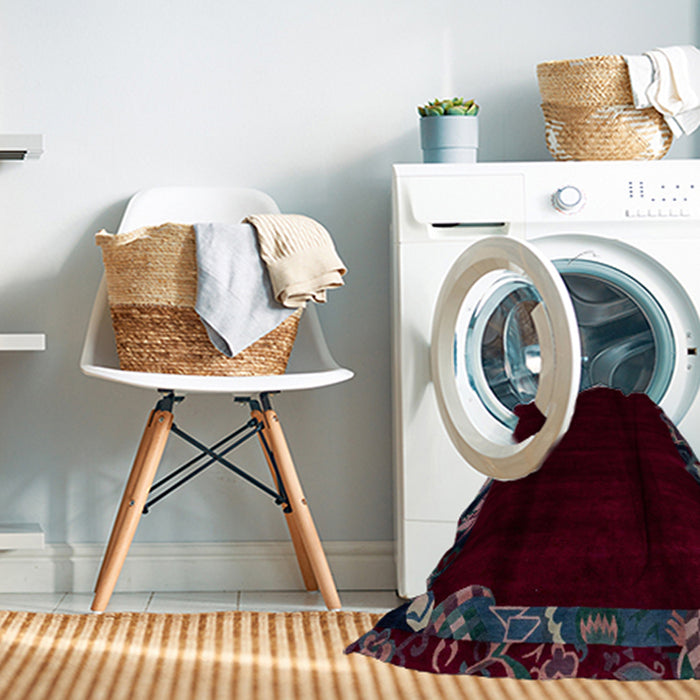 Machine Washable Abstract Gray Rug in a Washing Machine, wshabs1894