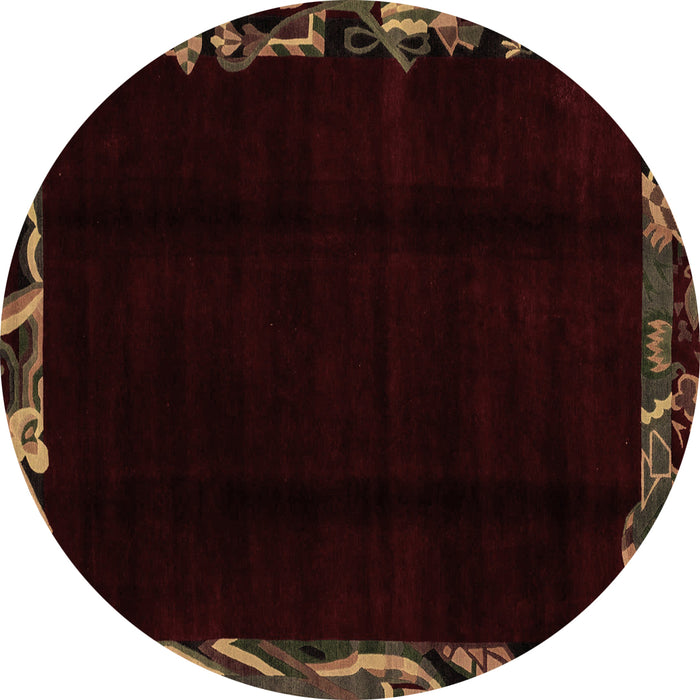 Round Machine Washable Abstract Brown Modern Rug, wshabs1894brn