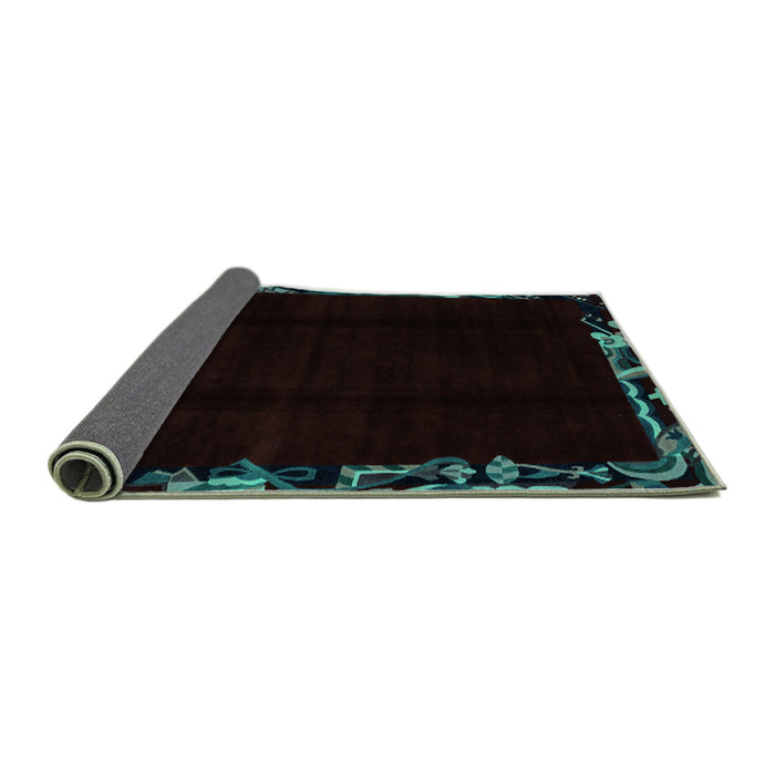 Sideview of Abstract Turquoise Modern Rug, abs1894turq