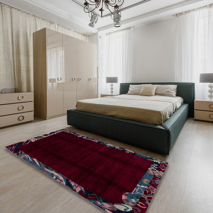 Machine Washable Abstract Gray Rug in a Bedroom, wshabs1894