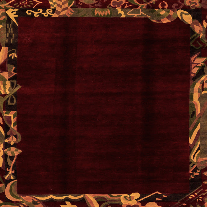 Square Machine Washable Abstract Orange Modern Area Rugs, wshabs1894org