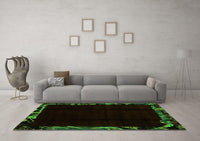 Machine Washable Abstract Green Modern Rug, wshabs1894grn