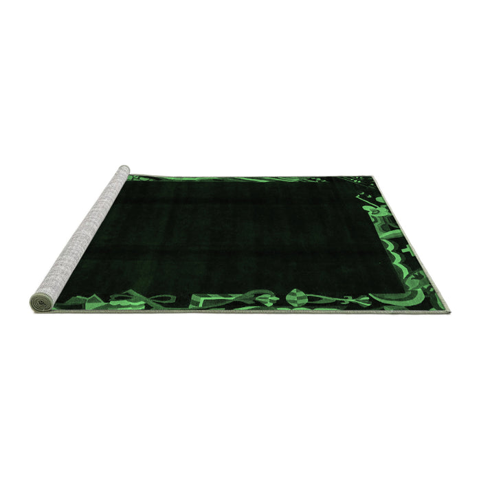 Sideview of Machine Washable Abstract Emerald Green Modern Area Rugs, wshabs1894emgrn