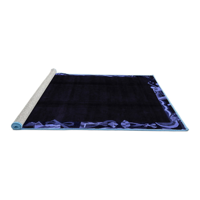 Sideview of Machine Washable Abstract Blue Modern Rug, wshabs1894blu