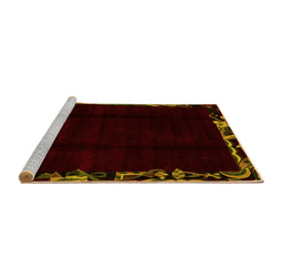 Sideview of Machine Washable Abstract Yellow Modern Rug, wshabs1894yw