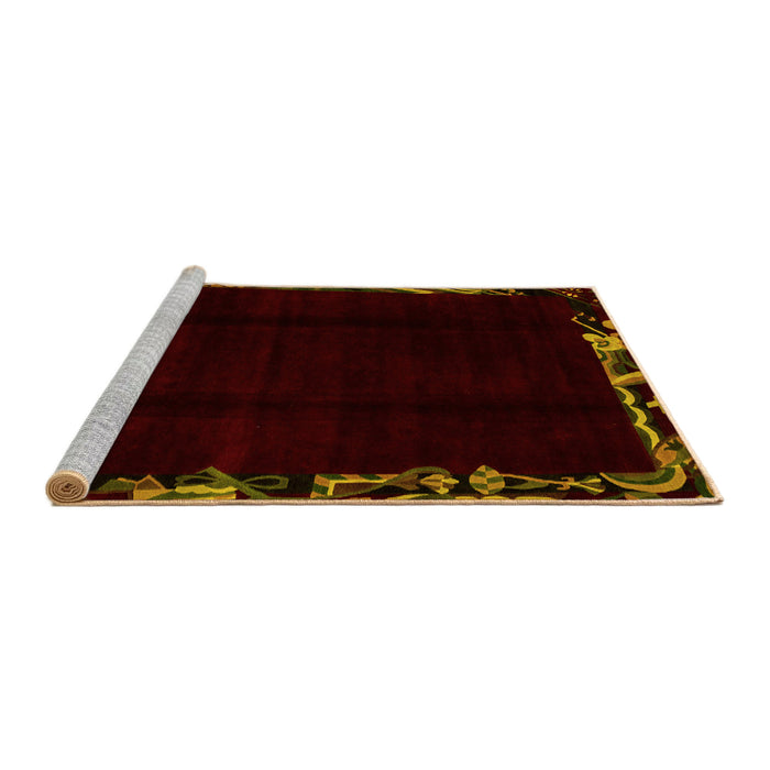 Sideview of Machine Washable Abstract Yellow Modern Rug, wshabs1894yw
