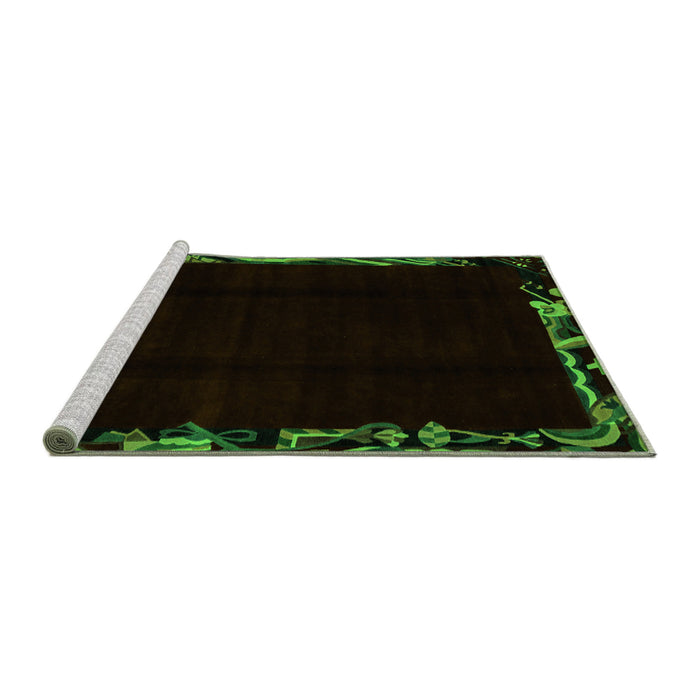 Sideview of Machine Washable Abstract Green Modern Area Rugs, wshabs1894grn