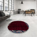 Round Machine Washable Abstract Gray Rug in a Office, wshabs1894