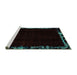 Sideview of Machine Washable Abstract Turquoise Modern Area Rugs, wshabs1894turq