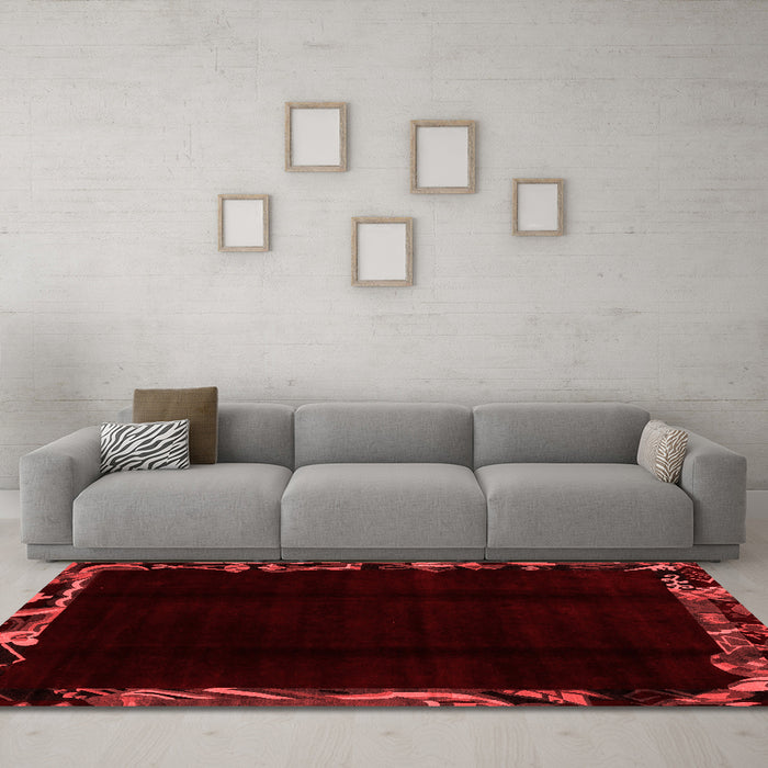 Modern Red Washable Rugs