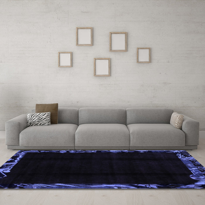 Machine Washable Abstract Blue Modern Rug in a Living Room, wshabs1894blu