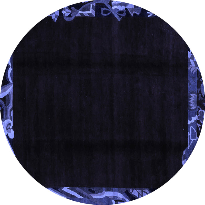 Round Abstract Blue Modern Rug, abs1894blu