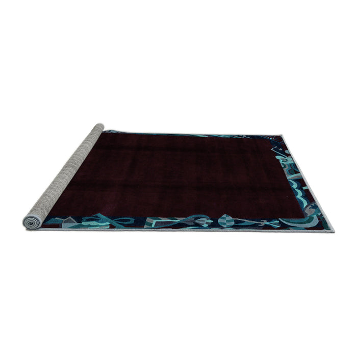 Sideview of Machine Washable Abstract Light Blue Modern Rug, wshabs1894lblu