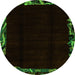 Round Abstract Green Modern Rug, abs1894grn