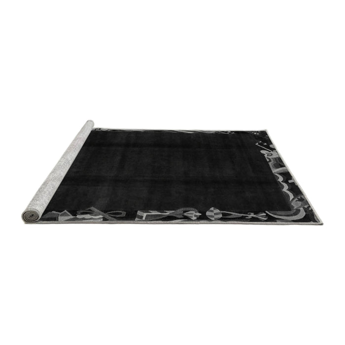 Sideview of Machine Washable Abstract Gray Modern Rug, wshabs1894gry