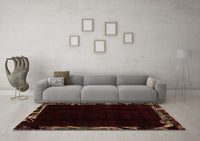 Machine Washable Abstract Brown Modern Rug, wshabs1894brn