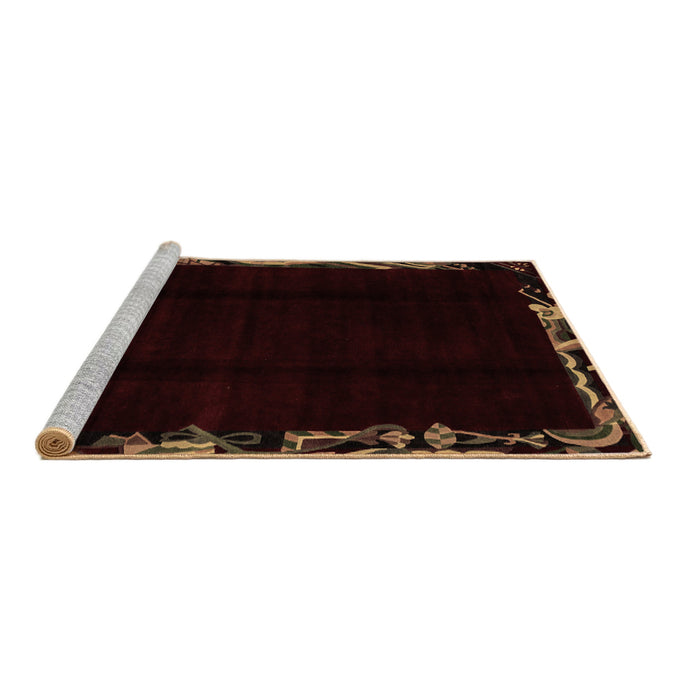 Sideview of Machine Washable Abstract Brown Modern Rug, wshabs1894brn
