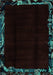 Machine Washable Abstract Turquoise Modern Area Rugs, wshabs1894turq