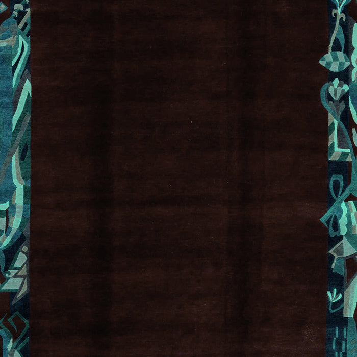 Machine Washable Abstract Turquoise Modern Area Rugs, wshabs1894turq