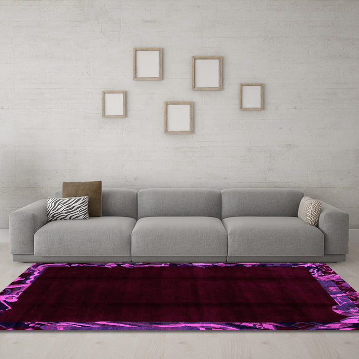 Machine Washable Abstract Pink Modern Rug in a Living Room, wshabs1894pnk