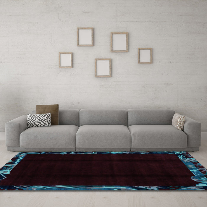 Machine Washable Abstract Light Blue Modern Rug in a Living Room, wshabs1894lblu