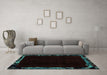 Machine Washable Abstract Turquoise Modern Area Rugs in a Living Room,, wshabs1894turq