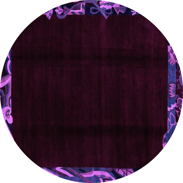 Round Abstract Purple Modern Rug, abs1894pur