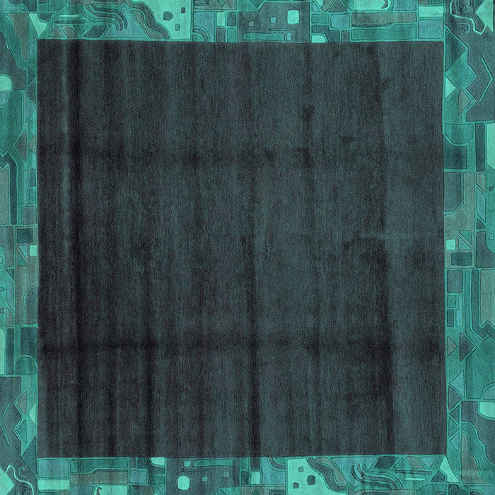 Square Abstract Turquoise Modern Rug, abs1895turq