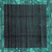 Square Abstract Turquoise Modern Rug, abs1895turq