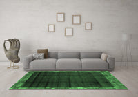 Machine Washable Abstract Emerald Green Modern Rug, wshabs1895emgrn