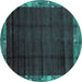 Round Machine Washable Abstract Turquoise Modern Area Rugs, wshabs1895turq