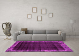 Machine Washable Abstract Pink Modern Rug in a Living Room, wshabs1895pnk