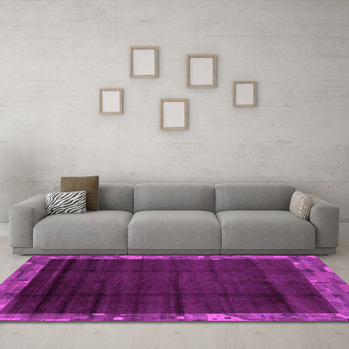 Machine Washable Abstract Pink Modern Rug in a Living Room, wshabs1895pnk