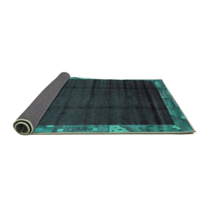 Sideview of Abstract Turquoise Modern Rug, abs1895turq