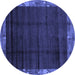 Round Abstract Blue Modern Rug, abs1895blu