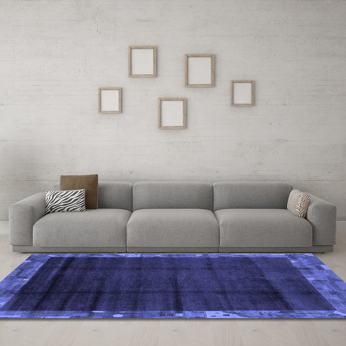 Machine Washable Abstract Blue Modern Rug in a Living Room, wshabs1895blu