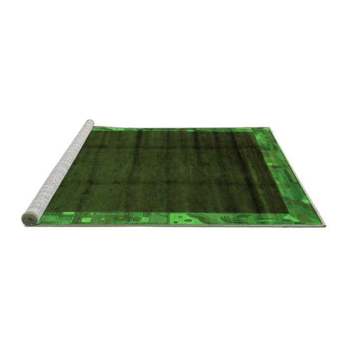 Sideview of Machine Washable Abstract Green Modern Area Rugs, wshabs1895grn