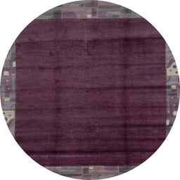 Round Machine Washable Abstract Purple Rug, wshabs1895