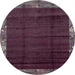 Round Machine Washable Abstract Purple Rug, wshabs1895